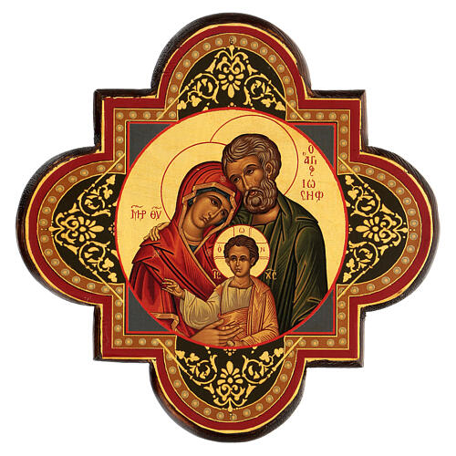 Siebruck-Ikone aus Griechenland der Heiligen Familie mit Lebensblume, 20 x 20 cm 1