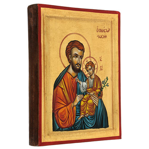 Icona greca dipinta a mano 20x30 San Giuseppe giglio 3