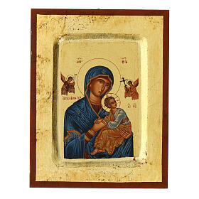 Greek silk screen icon with frame, Our Lady of Perpetual Help, 5.5x4 in