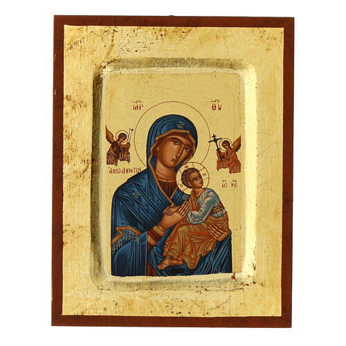 Greek silk screen icon with frame, Our Lady of Perpetual Help, 5.5x4 in 1