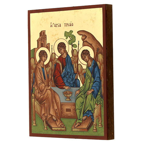 Byzantine screen-printed Greek icon Trinity by Rublev 24x18 cm 2