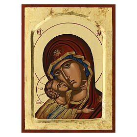 Byzantin silk screen icon of the Virgin of Vladimir, 9.5x7 in