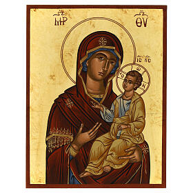 Greek silk screen icon of the Mother of Gof Hodegetria, 9.5x7 in