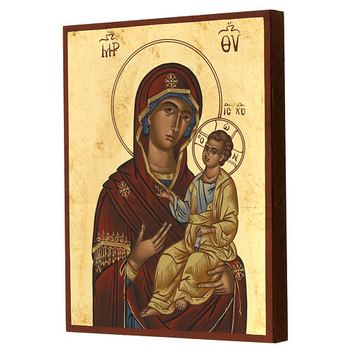 Greek silk screen icon of the Mother of Gof Hodegetria, 9.5x7 in 2
