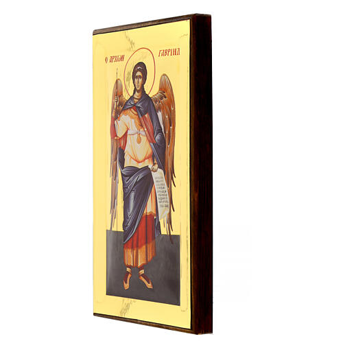Silk-screened icon of Angel Gabriel Greek 30x20 cm on a shiny gold background 3