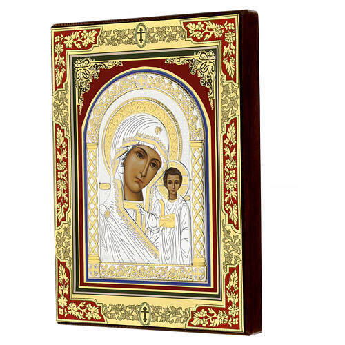 Our Lady of Kazan icon in silver 24x18 cm Greece 3