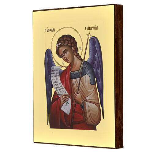 Silkscreen printed glossy icon of Archangel Gabriel, 9.5x7 in, Greece 2