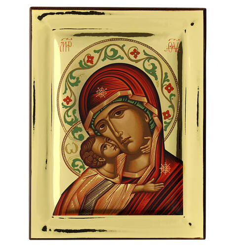 Icono Virgen de Vladimir bizantino fondo de oro 24x18 cm Grecia 1