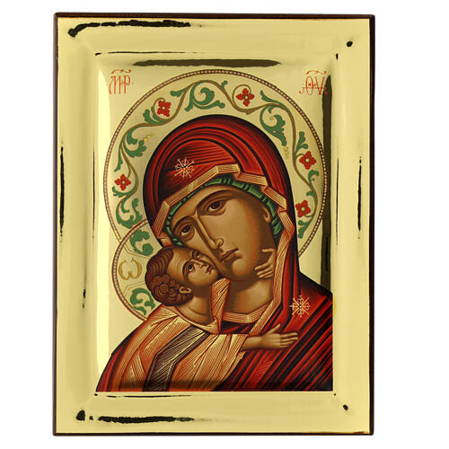 Byzantine icon of Our Lady of Vladimir with gold background 24x18 cm Greece 1