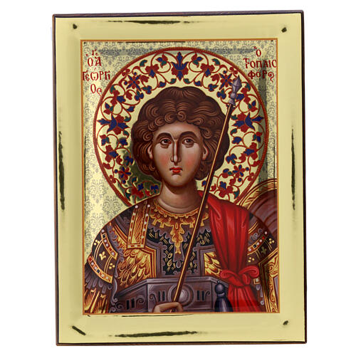 Icono San Jorge medio cuerpo 24x18 cm fondo oro Grecia 1