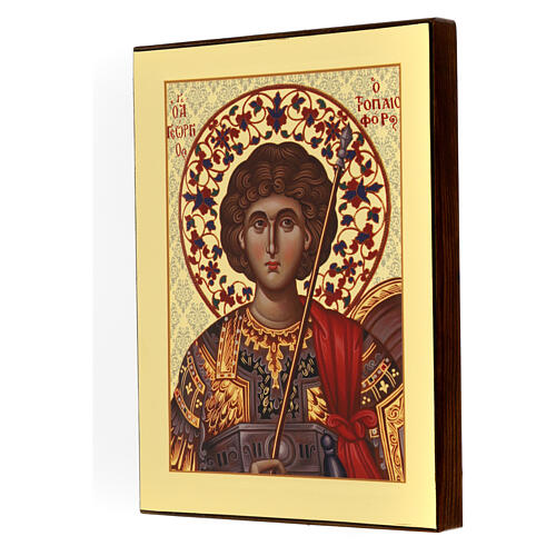 Icono San Jorge medio cuerpo 24x18 cm fondo oro Grecia 2