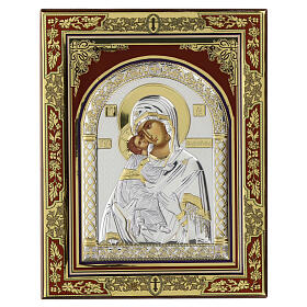 Icono Virgen de Vladimir con riza de plata 30x20 cm Grecia