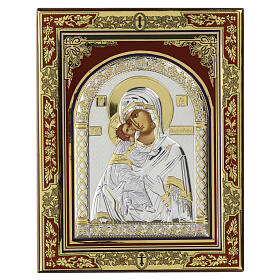 Icône Vierge de Vladimir avec riza en argent 30x20 cm Grèce
