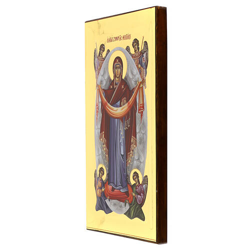 Greek Silkscreen printed icon of Our Lady of Mercy, 14x8 in, glossy gold background 3