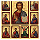 Greek icon of Christ Pantocrator and 12 Apostles, 16x12 in, screen-printed s5