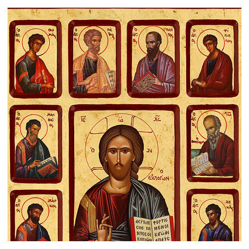 Ikona grecka Chrystus Pantokrator, 12 Apostołów, 40x30cm, serigrafia 4