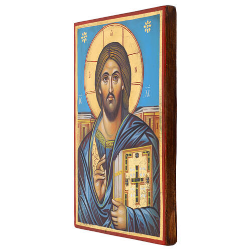 Icona dipinta Cristo Pantocratore libro chiuso 30x20 cm 3