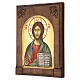 Icona Cristo Pantocratore verde legno intarsiato Grecia 20x18 cm s2
