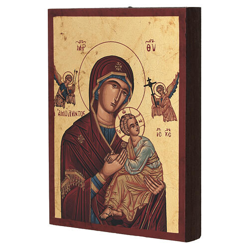 Ícone em serigrafia Nossa Senhora do Perpétuo Socorro manto vermelho 15x10 cm Grécia 2
