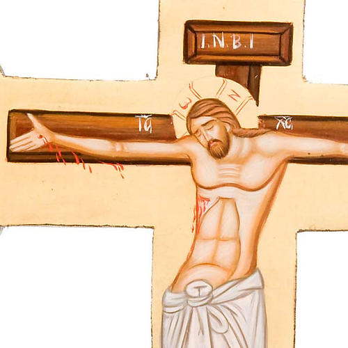 Greek hand-painted profiled cross icon 2
