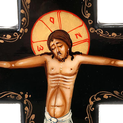 Croce icona dipinta russa 16x11 cm 2