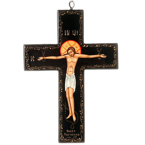 Croce icona dipinta russa 13x10 cm 1