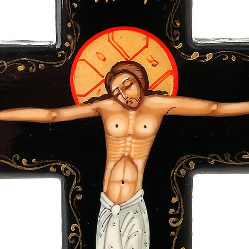 Croce icona dipinta russa 13x10 cm 2