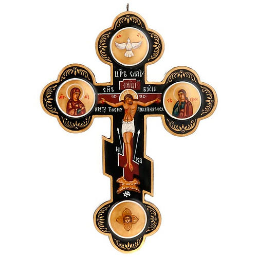 Trefoil cross Russian icon, black 1