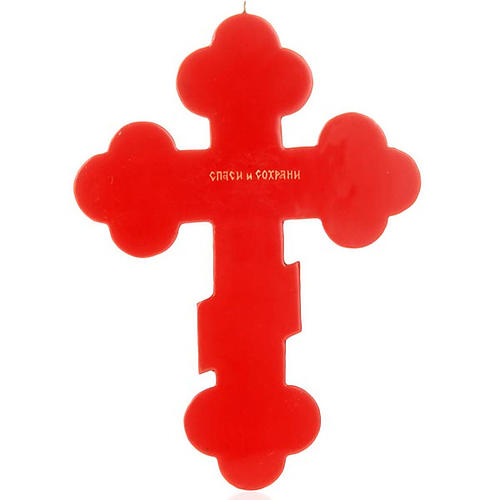Trefoil cross Russian icon, red 2