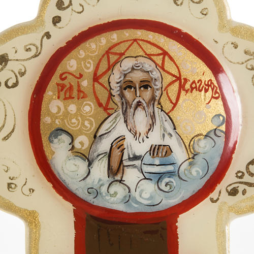 Ícone cruz em trevo russa cor de marfim Mstiora 17x13 cm 3