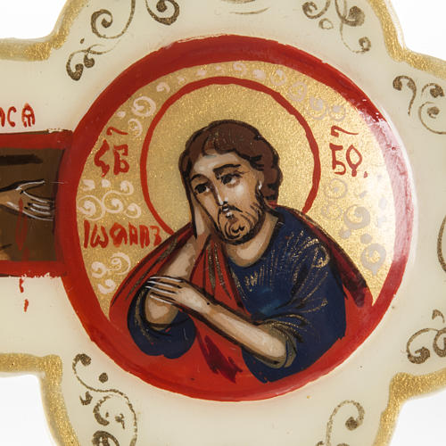 Ícone cruz em trevo russa cor de marfim Mstiora 17x13 cm 4