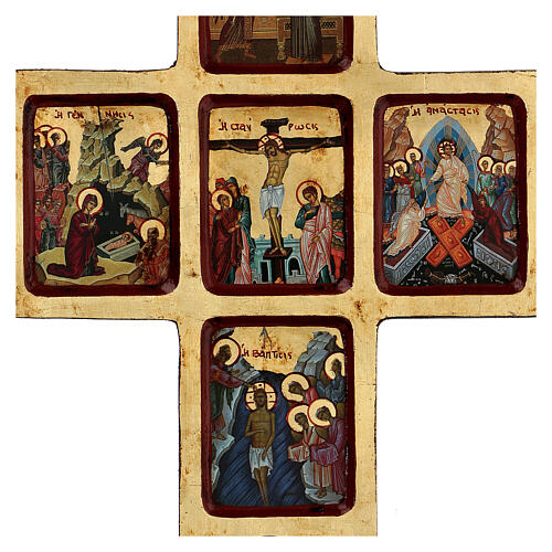 Cross icon with print of the Mysteries on wood, Greece 22x36cm 2