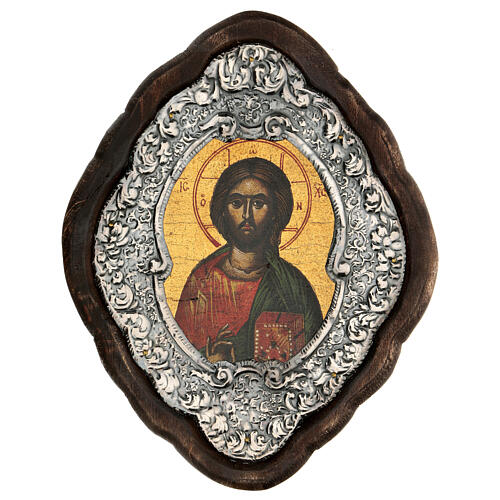 Christ Pantocrator icon, silver frame 1