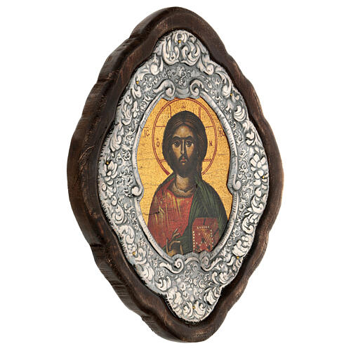 Christ Pantocrator icon, silver frame 3