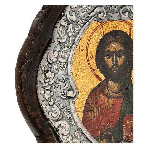 Christ Pantocrator icon, silver frame 4