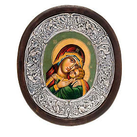 Mary with Child icon, silver frame