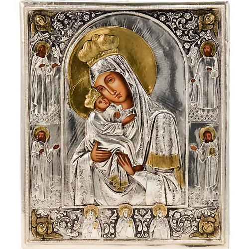 Icône vierge Poczajevsk argent et or 1