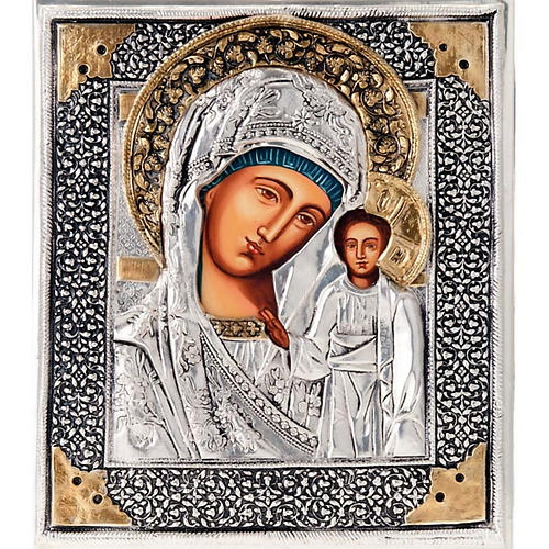 Icône vierge de Kazan, argent et or 1