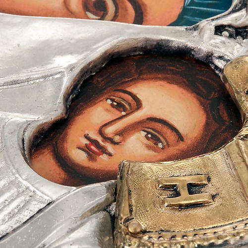 Icona Vergine di Kazan riza argentata dorata 3