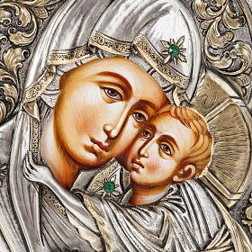 Greek icon Madonna Umilenie with 950 silver