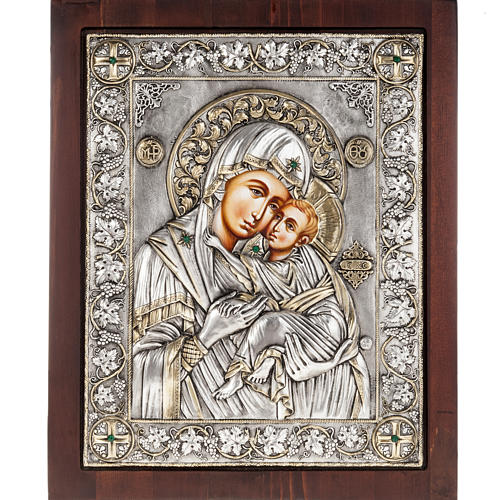 Greek icon Madonna Umilenie with 950 silver 1