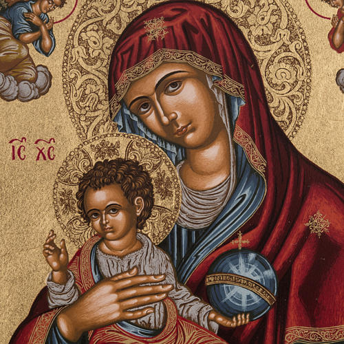 Icona Grecia Madonna con bimbo manto rosso argento 925 2