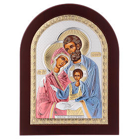 Icone argento e oro con riza: Icona serigrafata Sacra Famiglia argento