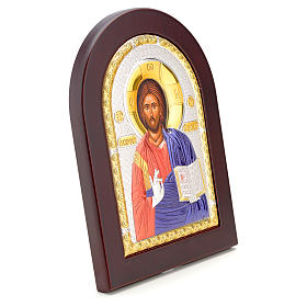 Icone argento e oro con riza: Icona serigrafata Cristo Libro Aperto argento