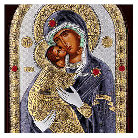 Our Lady of Vladimir icon in silver, silkscreen printing