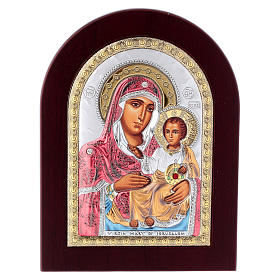 Ícone em serigrafia Virgem Maria Jerusalém prata corada