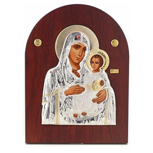 Ikone Maria Jerusalem Siebdruck Silber 1