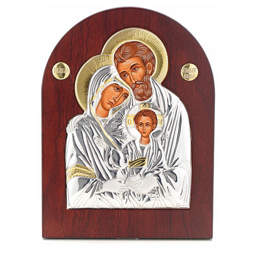 Ikone Heilige Familie bogenförmig Siebdruck Silber 1