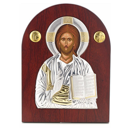Ikone Christus bogenförmig Siebdruck Silber 1