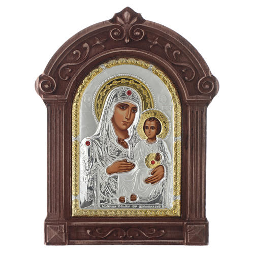 Greek silk-screened icon Most Holy Lady of Jerusalem, wooden framed 1